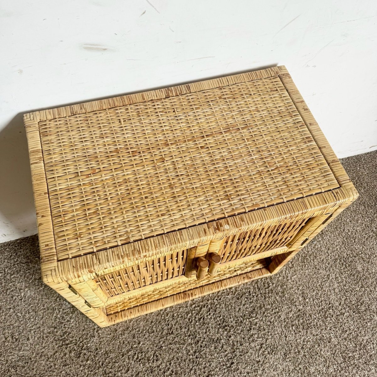 Boho Chic Wicker Rattan Sideboard Cabinet - Dolphin & Flamingo