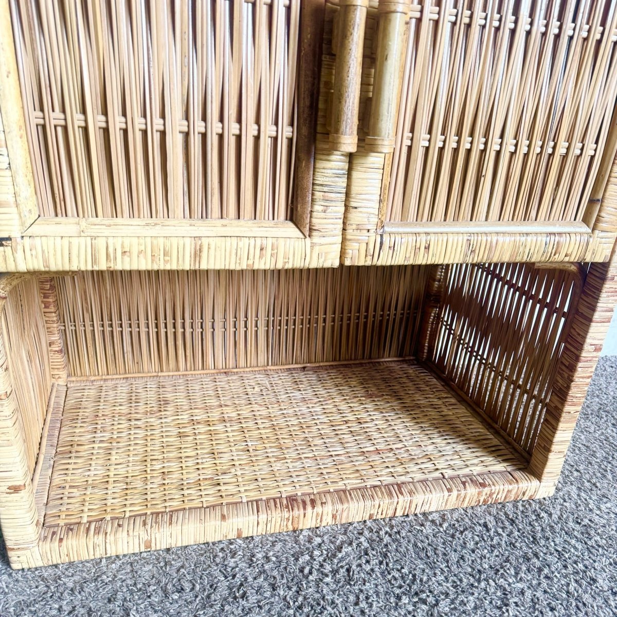 Boho Chic Wicker Rattan Sideboard Cabinet - Dolphin & Flamingo
