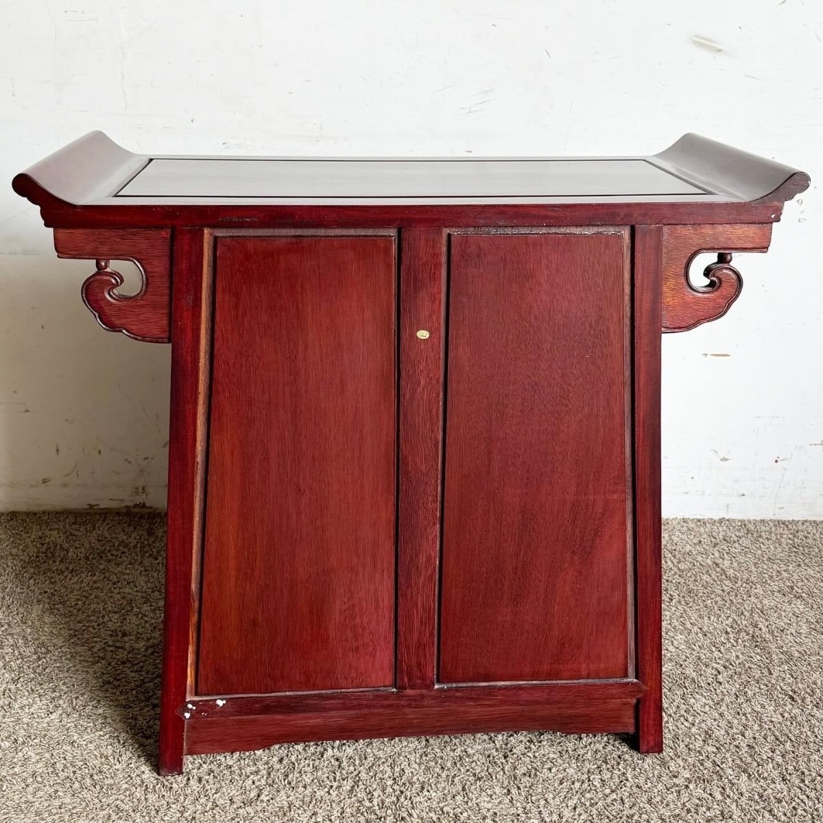 Chinese Carved Rosewood Altar Console Table - Dolphin & Flamingo