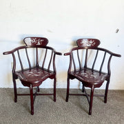 Chinese Rose Wood With Mother of Pearl Inlay Corner Chairs - a Pair - Dolphin & Flamingo