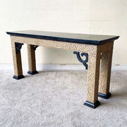 Chinoiserie Black Tessellated Stone Top Console Table - Dolphin & Flamingo