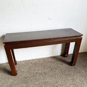 Chinoiserie Brown Finished Grass Cloth Console Table - Dolphin & Flamingo