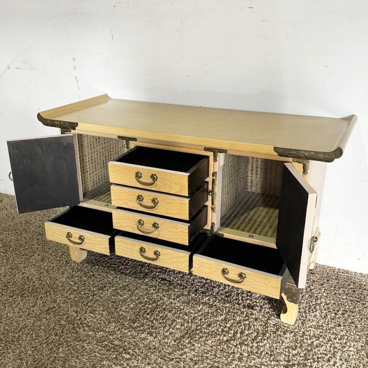 Chinoiserie Elm High Point Altar/Chest/Sideboard - Dolphin & Flamingo