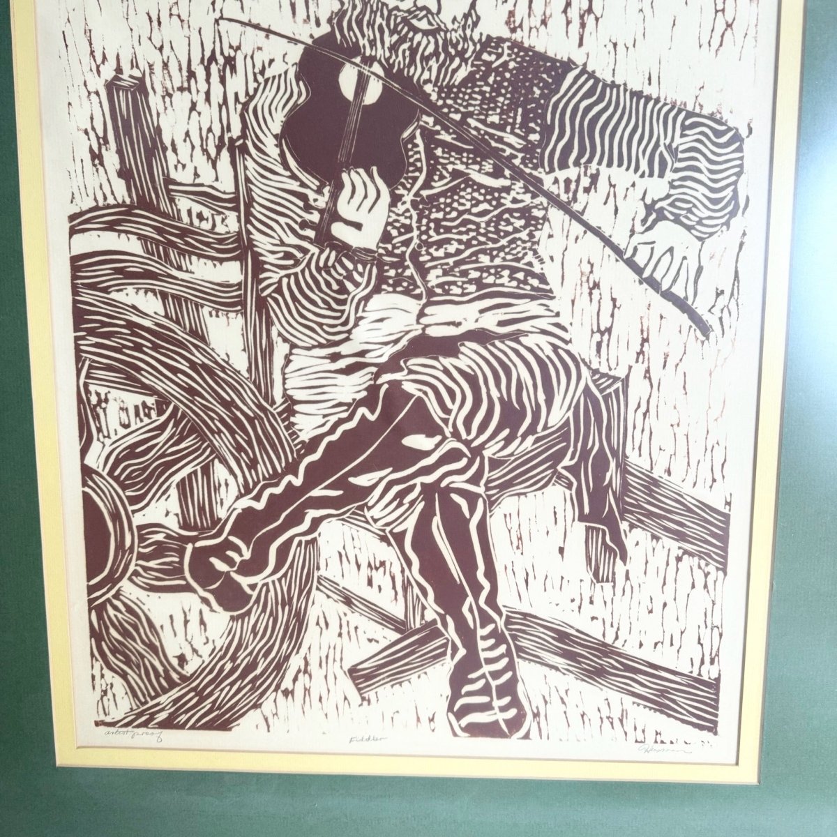 Framed and Signers Print “Fiddler” by Heisman - Dolphin & Flamingo