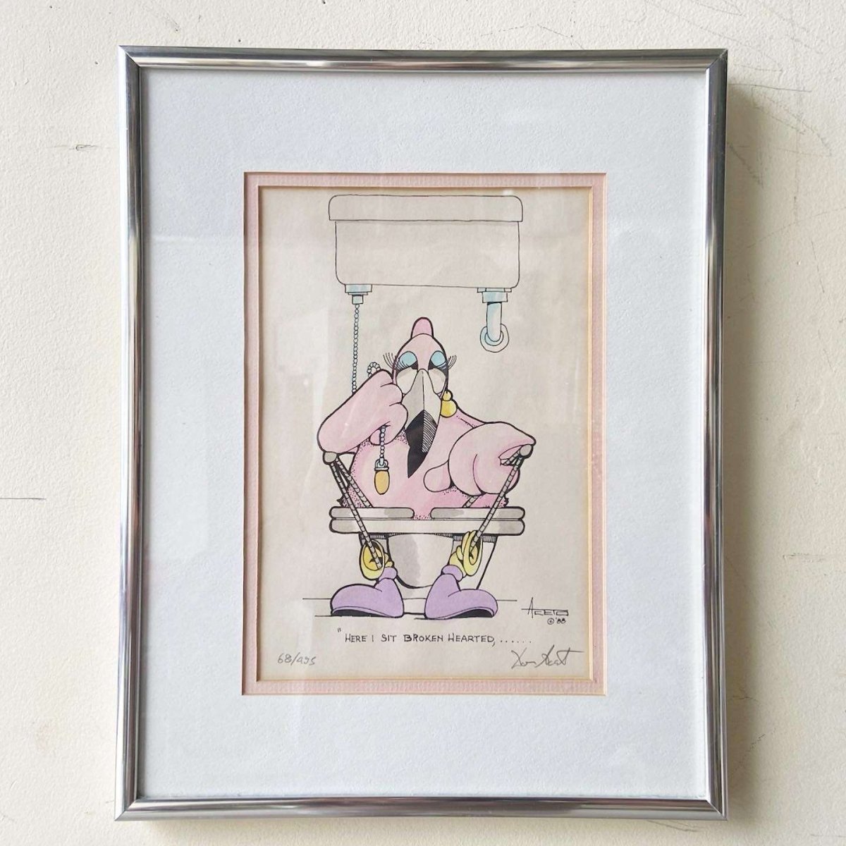 Framed and Singed Print “Broken Hearted” by Don Aceto - Dolphin & Flamingo