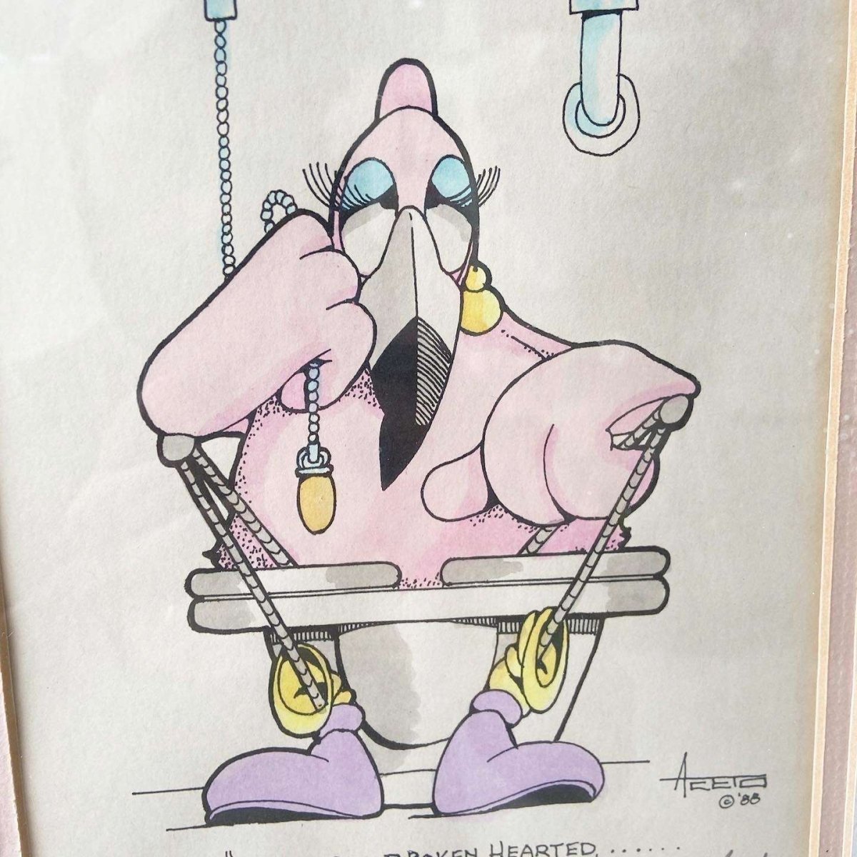 Framed and Singed Print “Broken Hearted” by Don Aceto - Dolphin & Flamingo