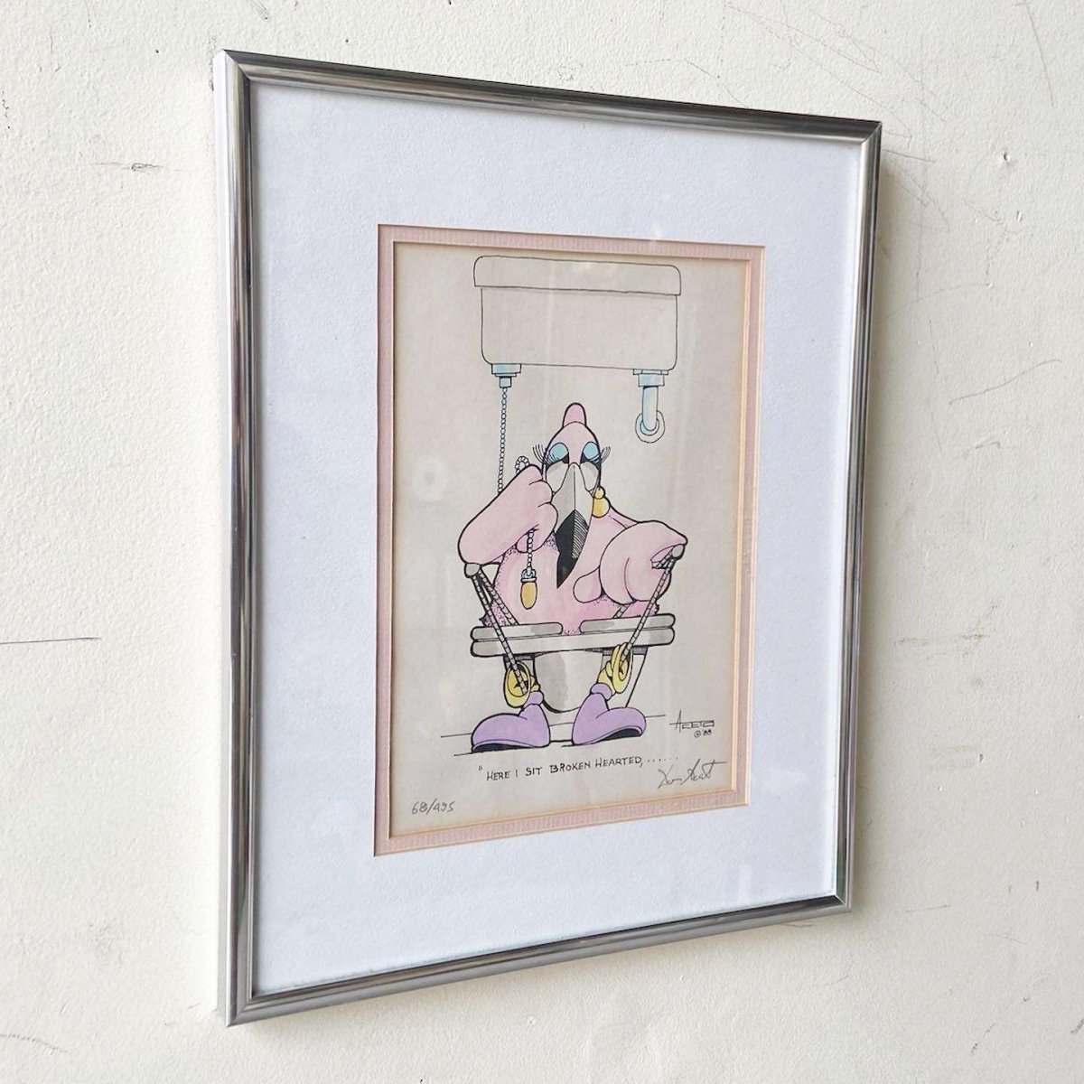 Framed and Singed Print “Broken Hearted” by Don Aceto - Dolphin & Flamingo