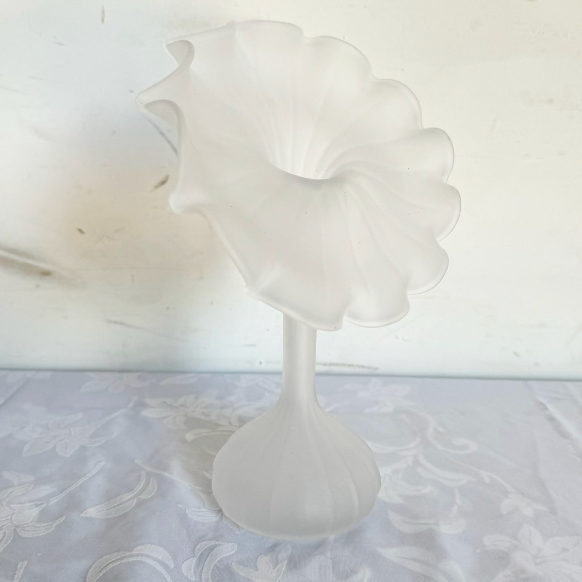 Frosted Hand Blown Glass Jack in the Pulpit Vase by Leonardo Handarbeit - Dolphin & Flamingo