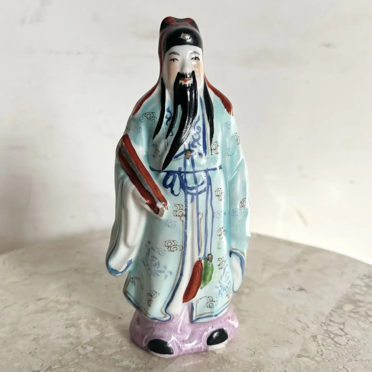 Hand Painted Chinese Ceramic Figurine of Shou Xing, God of Longevity, image size:1200x1200