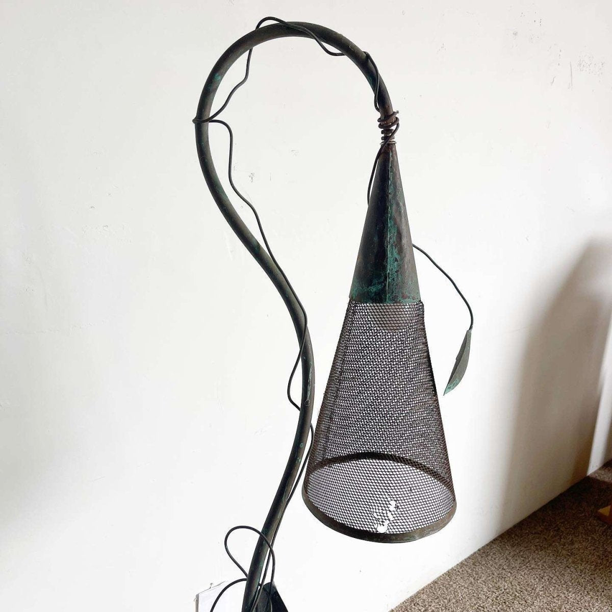 Iron Sculpted Vine and Cone Floor Lamp - Dolphin & Flamingo
