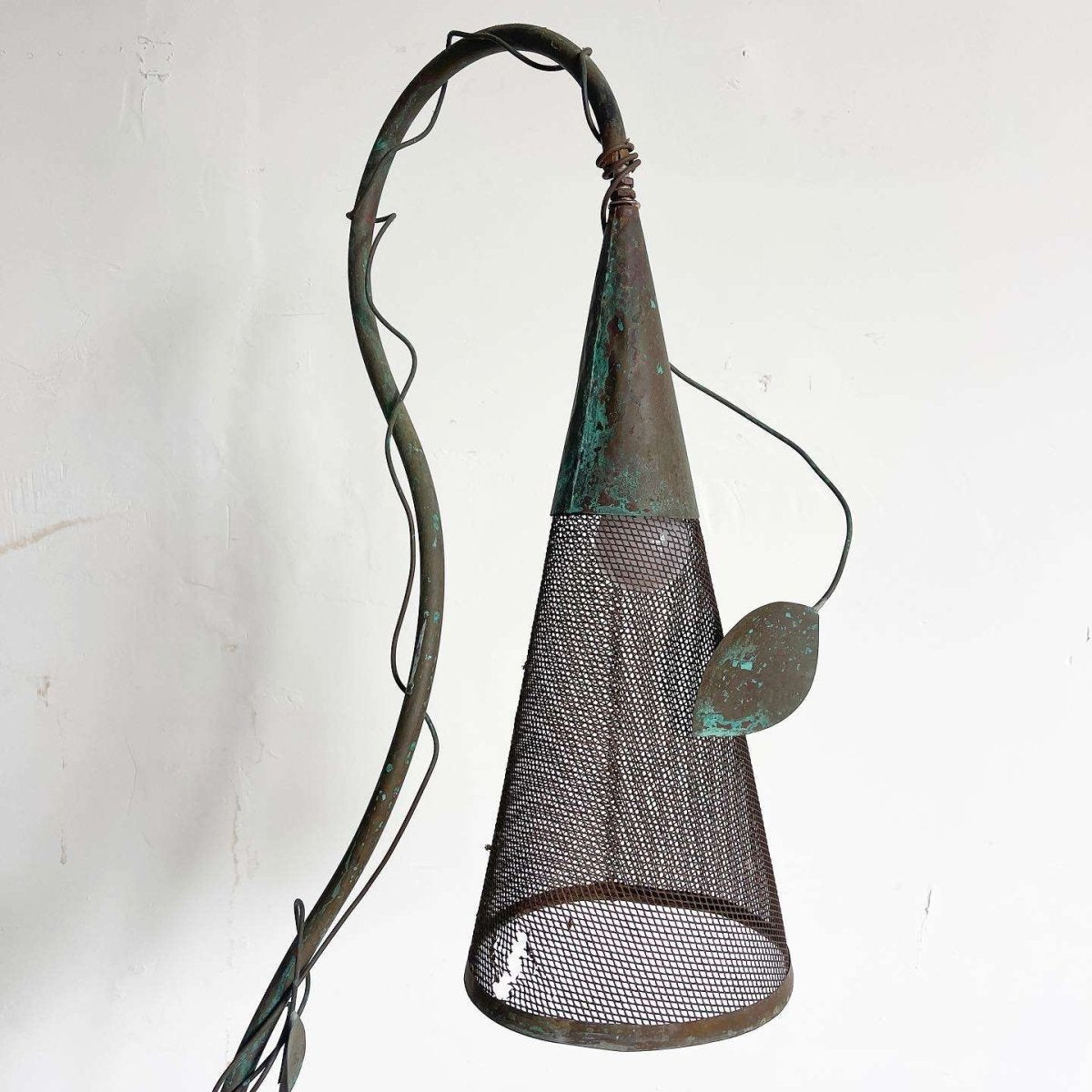 Iron Sculpted Vine and Cone Floor Lamp - Dolphin & Flamingo