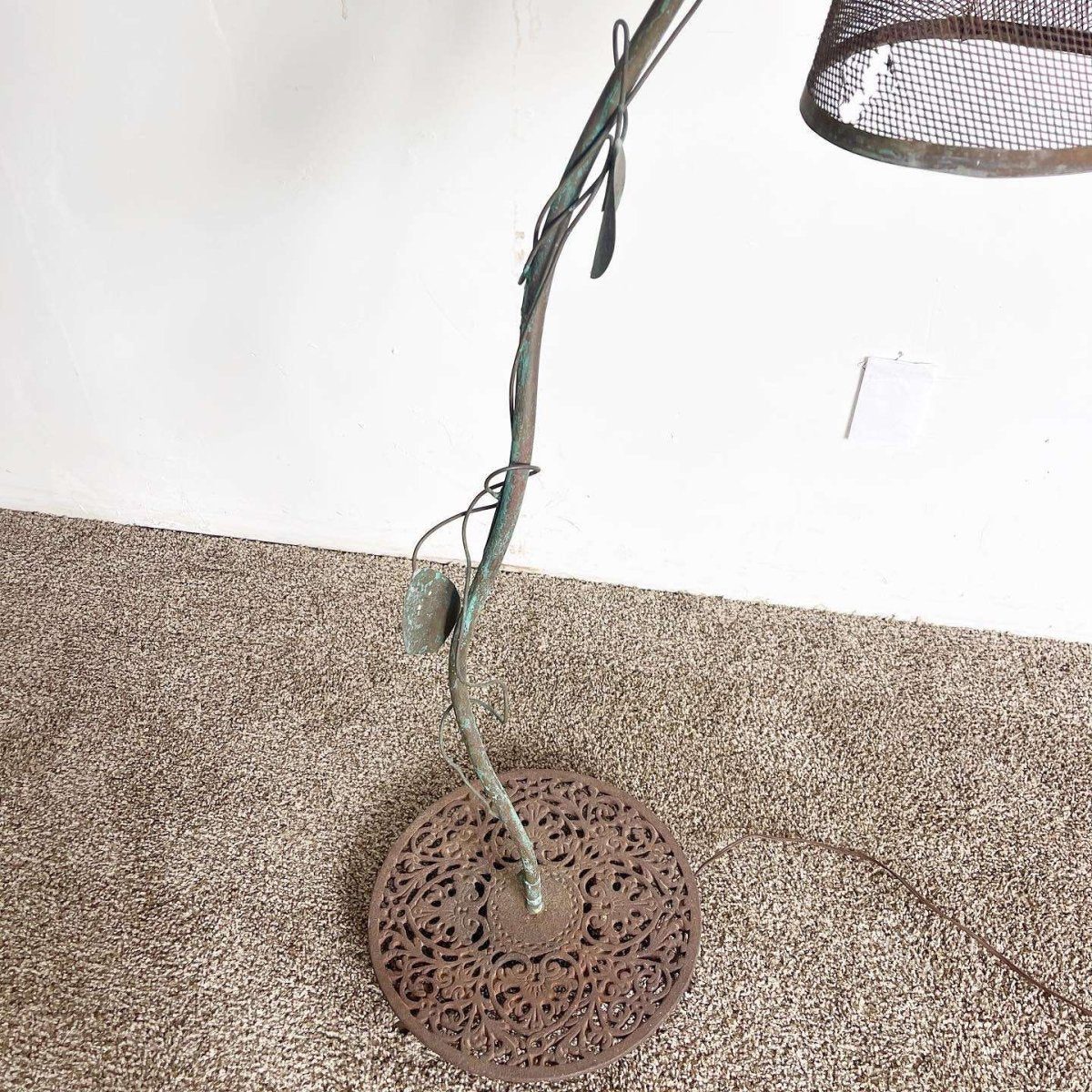 Iron Sculpted Vine and Cone Floor Lamp - Dolphin & Flamingo