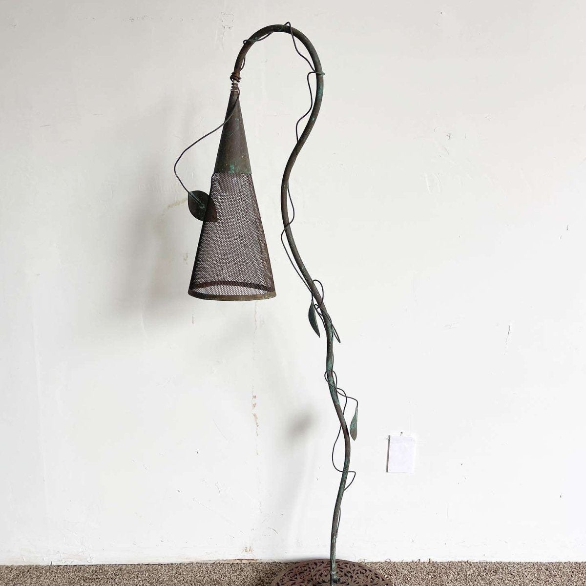 Iron Sculpted Vine and Cone Floor Lamp - Dolphin & Flamingo