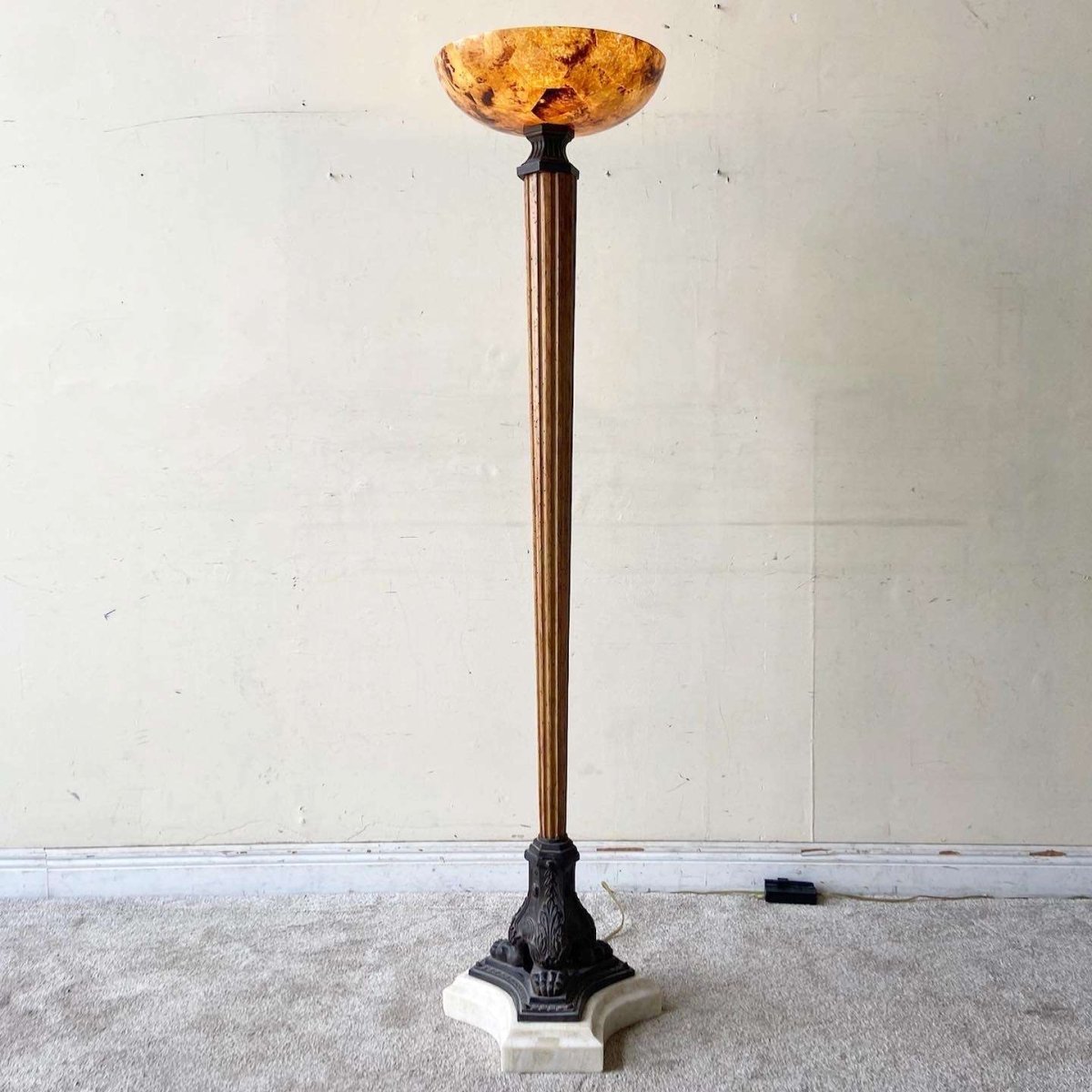 Marble and Wood Floor Lamp - Dolphin & Flamingo