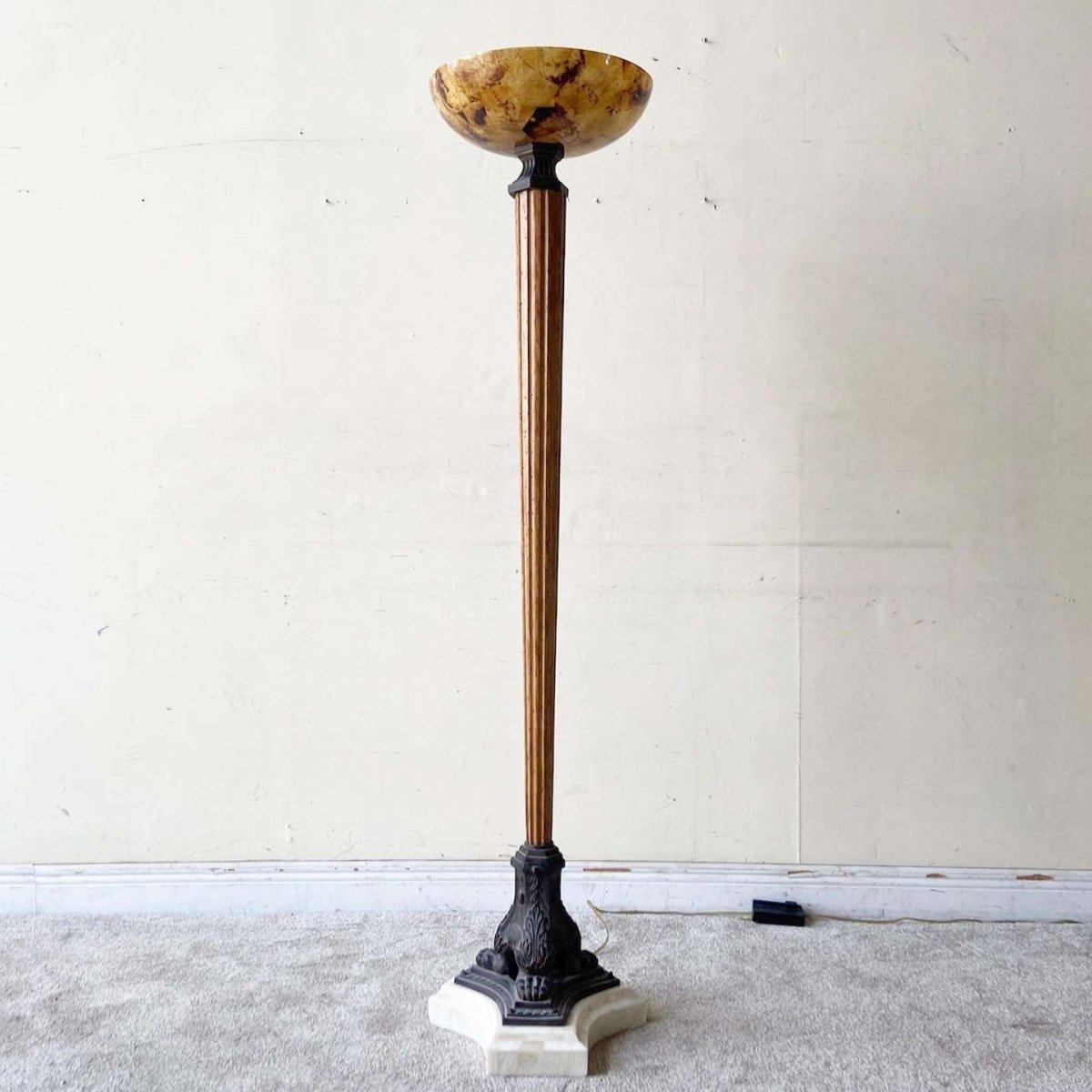 Marble and Wood Floor Lamp - Dolphin & Flamingo