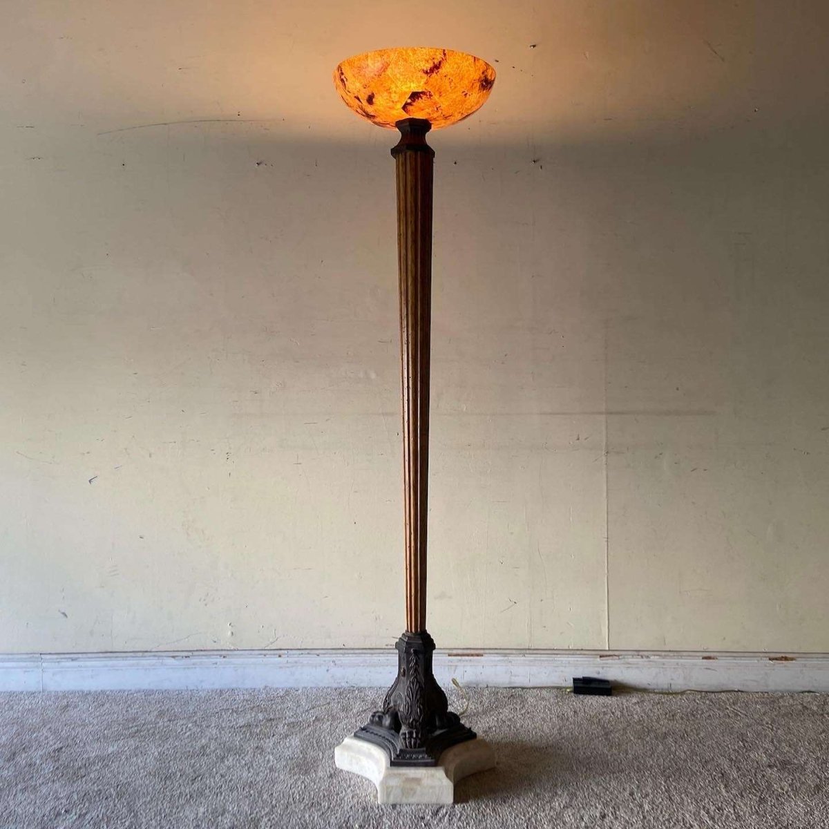 Marble and Wood Floor Lamp - Dolphin & Flamingo