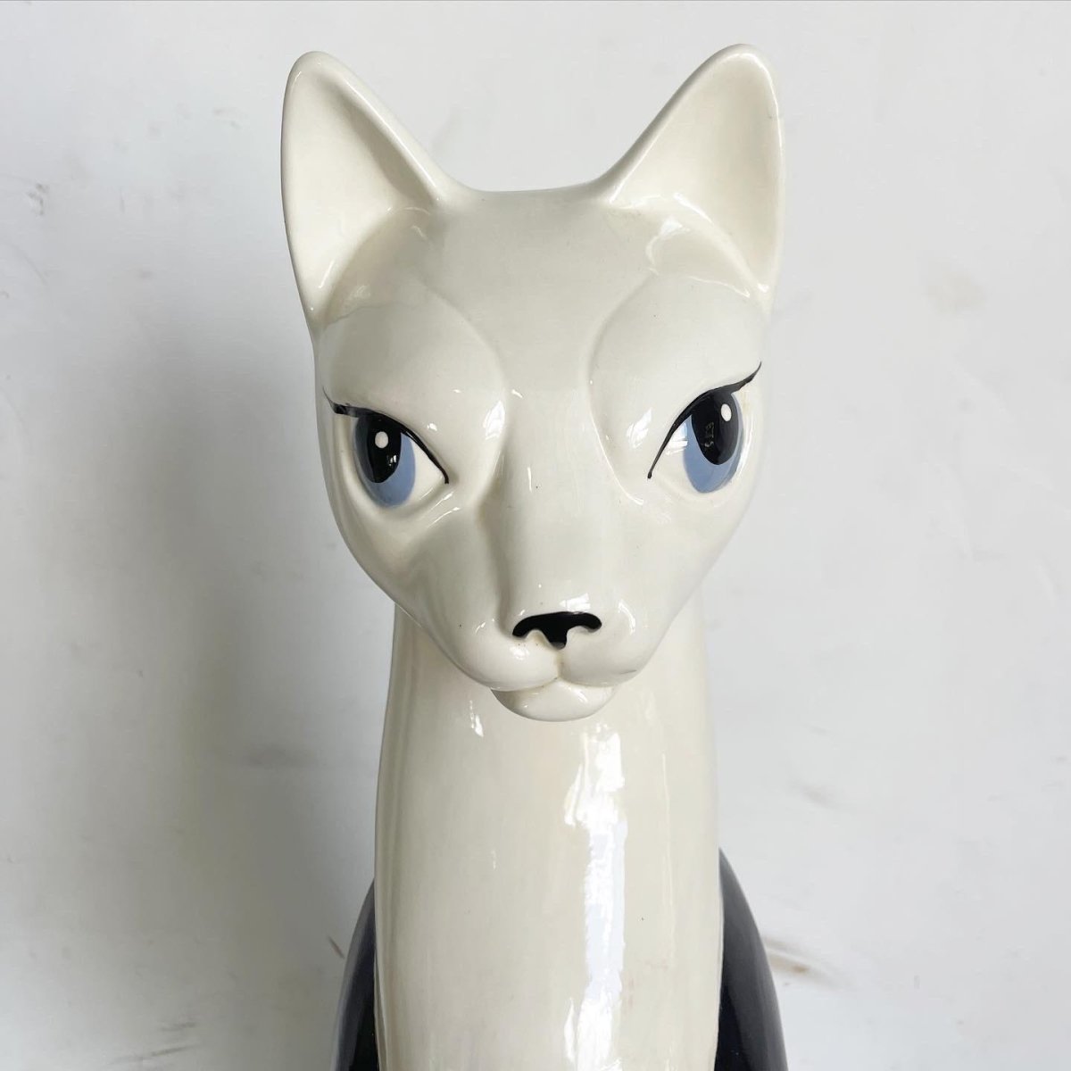 Meow Century Modern Hand Painted Ceramic Cat Sculpture - Dolphin & Flamingo