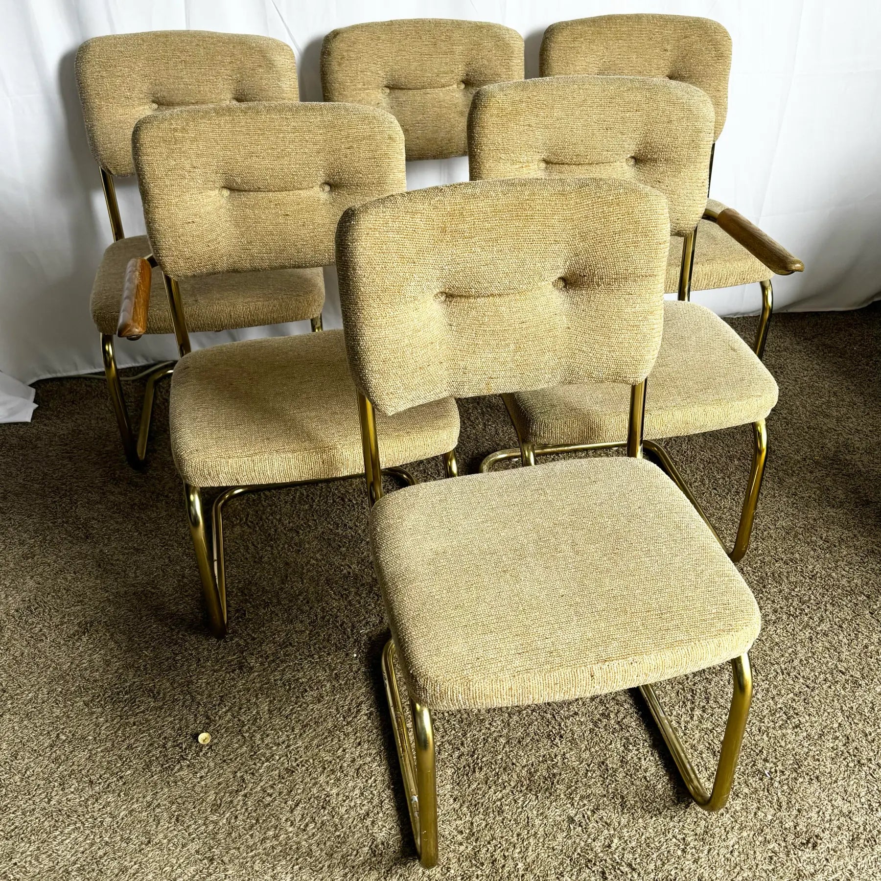 Mid Century Modern Gold Cantilever Chairs – Dolphin Flamingo
