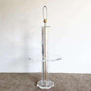 Mid Century Modern Lucite Floor Lamp/Table Combo - Dolphin & Flamingo