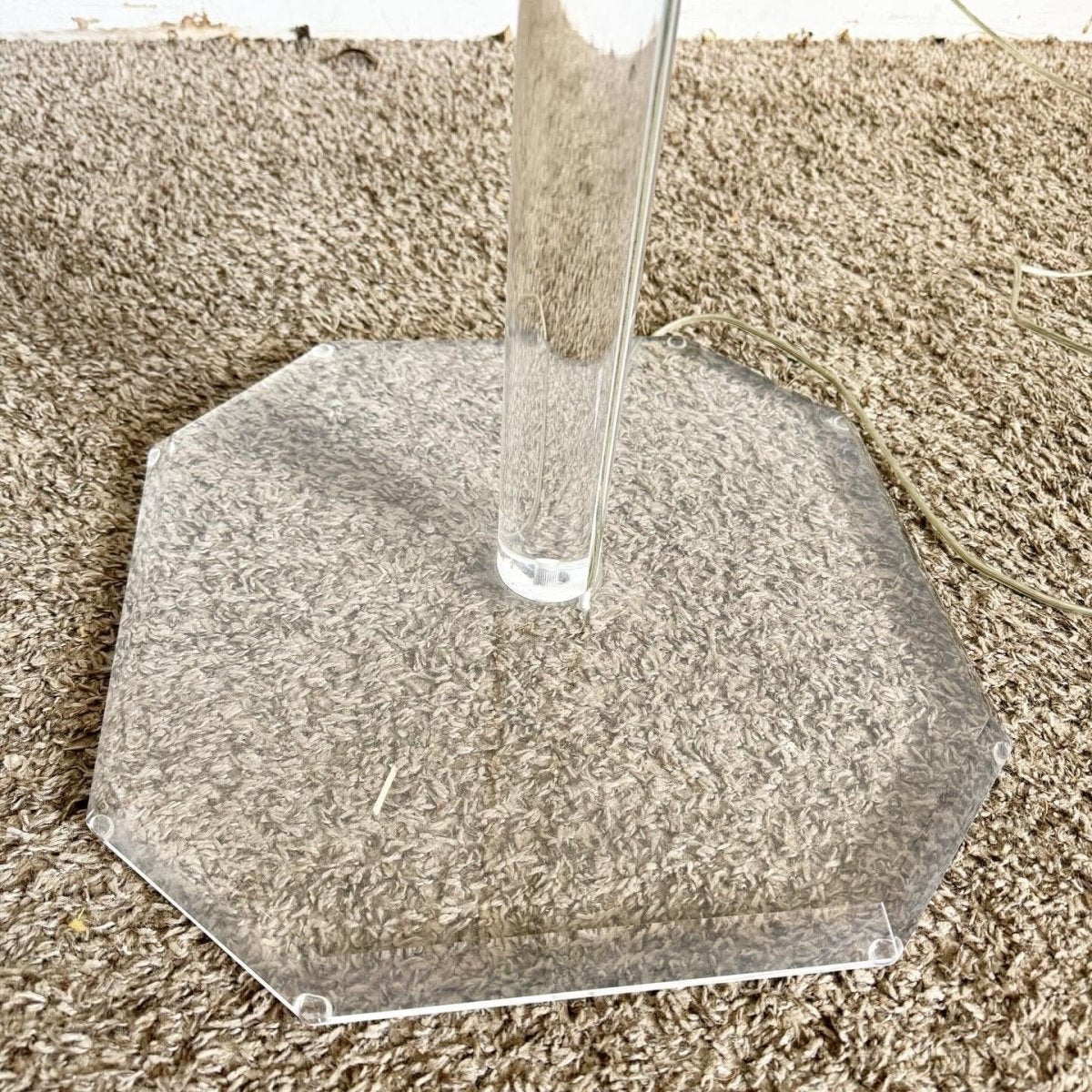 Mid Century Modern Octagonal Lucite Side Table/Floor Lamp - Dolphin & Flamingo