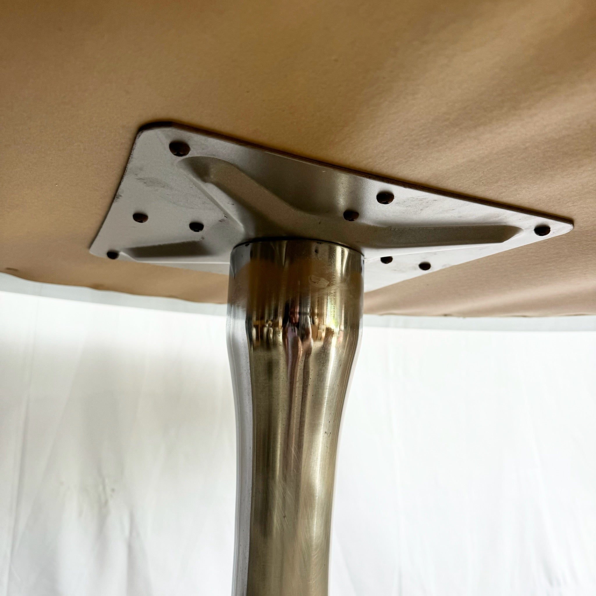 Mid Century Modern Smoked Glass Chrome Tulip Dining Table - Dolphin & Flamingo