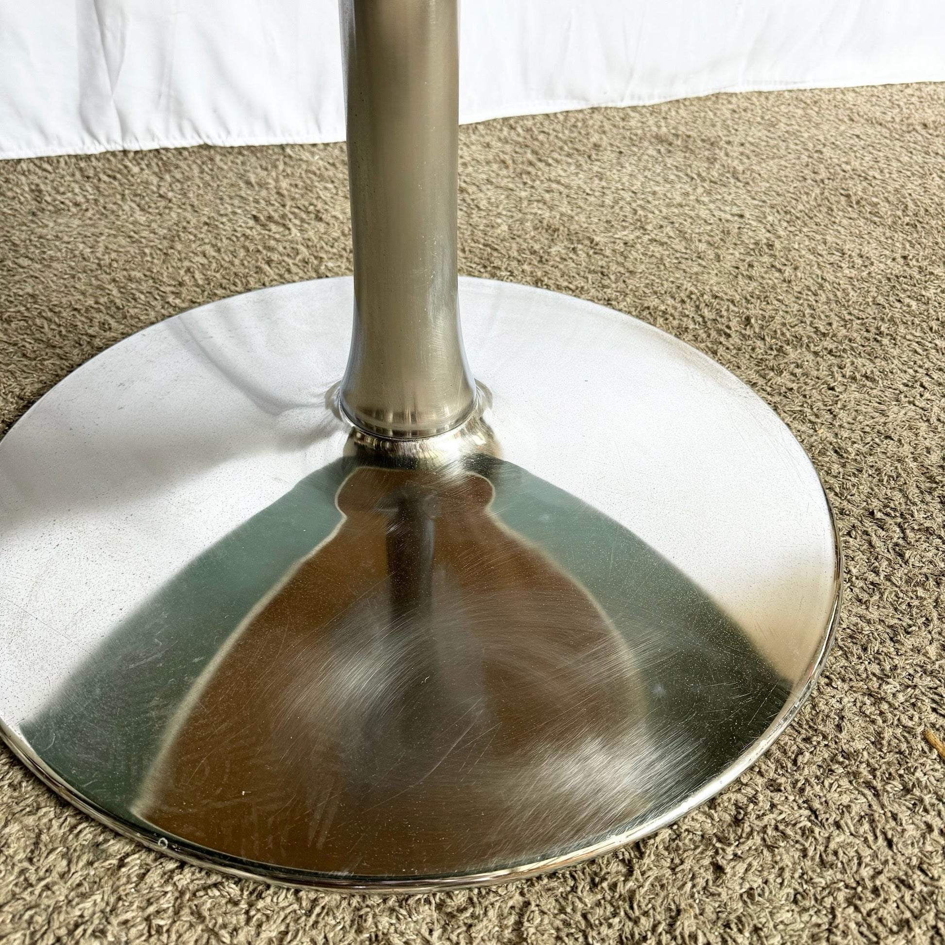 Mid Century Modern Smoked Glass Chrome Tulip Dining Table - Dolphin & Flamingo