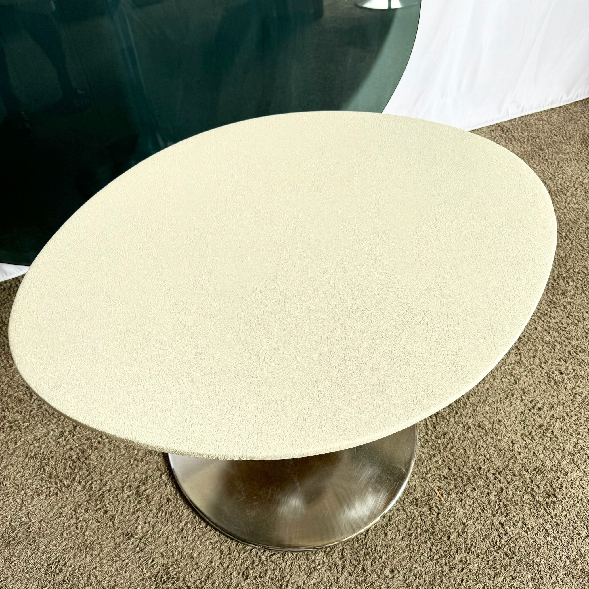 Mid Century Modern Smoked Glass Chrome Tulip Dining Table - Dolphin & Flamingo