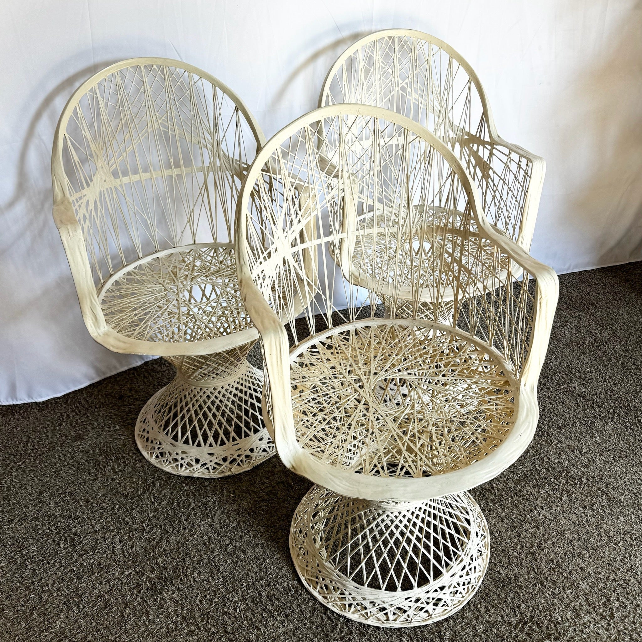 Mid Century Modern Spun Fiberglass Dining Chairs - Set of 3 - Dolphin & Flamingo