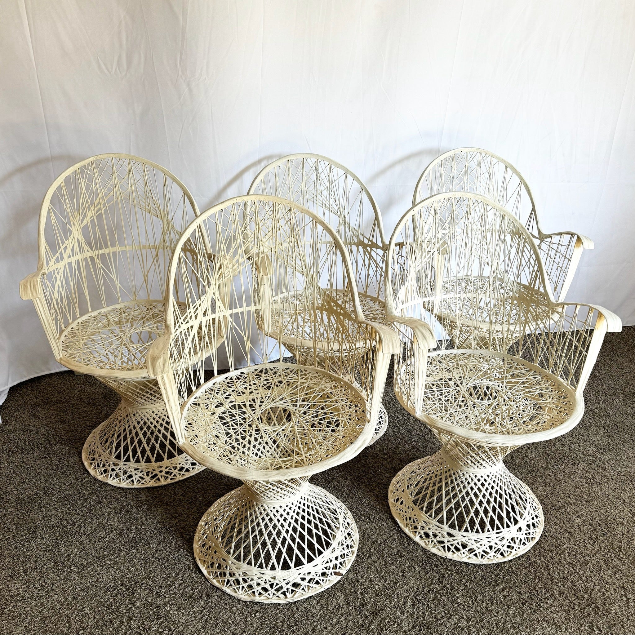Mid Century Modern Spun Fiberglass Dining Chairs - Set of 5 - Dolphin & Flamingo