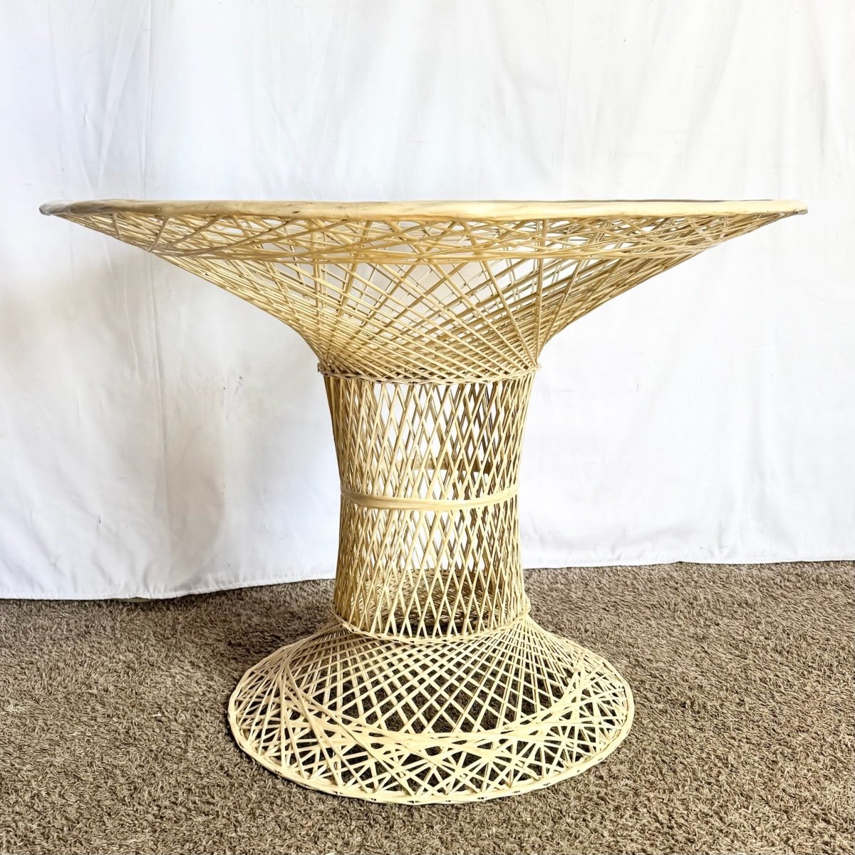 Mid Century Modern Spun Fiberglass Hour Glass Dining Table - Dolphin & Flamingo