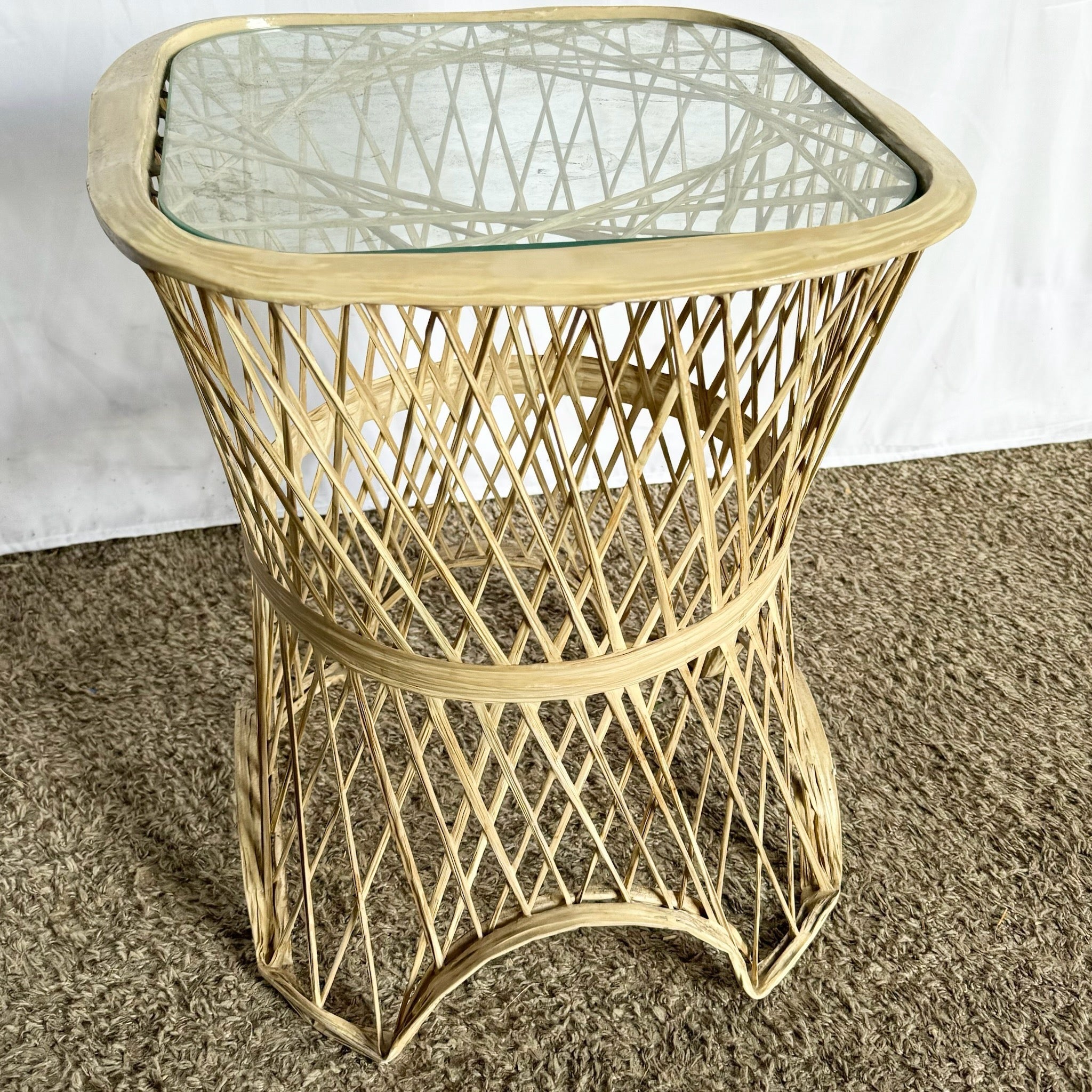 Mid Century Modern Spun Fiberglass Side Table - Dolphin & Flamingo