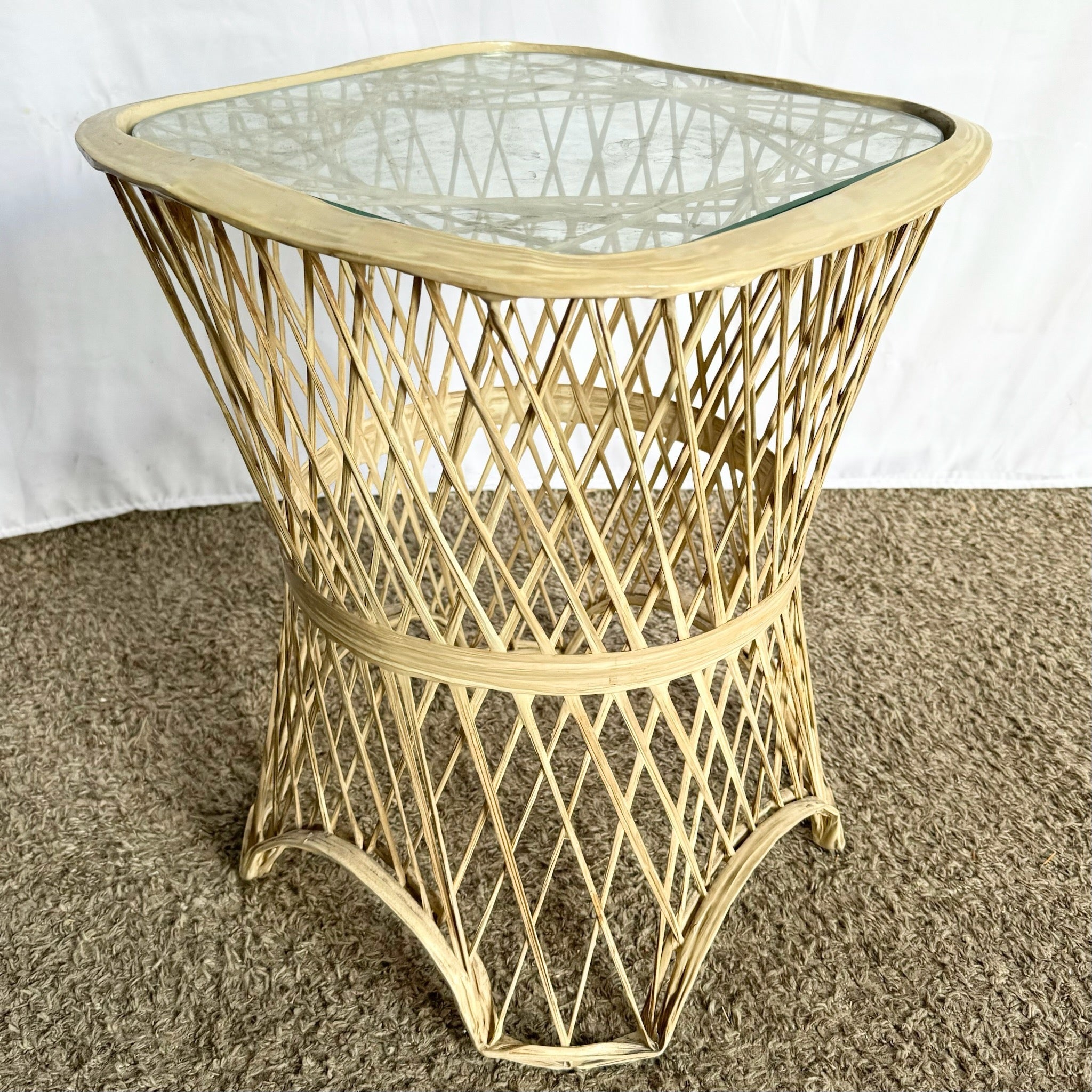 Mid Century Modern Spun Fiberglass Side Table - Dolphin & Flamingo