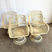Mid Century Modern Spun Fiberglass Swivel Dining Arm Chairs - Set of 4 - Dolphin & Flamingo