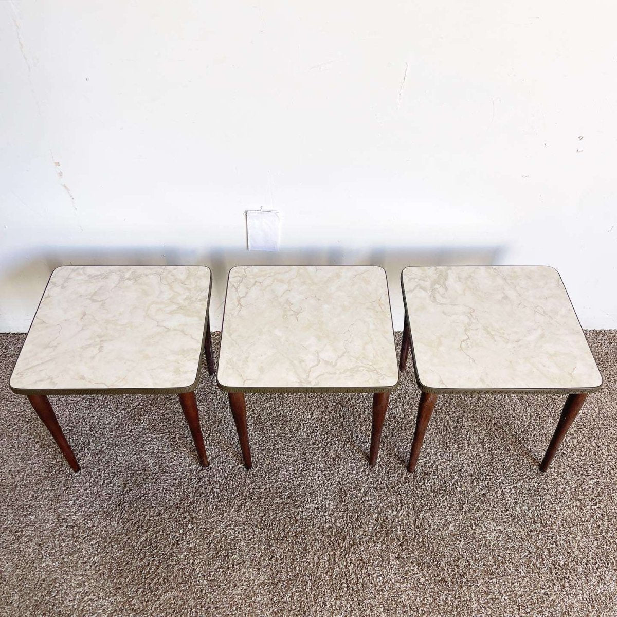 Mid Century Modern Square Stacking/Nesting Tables - Dolphin & Flamingo