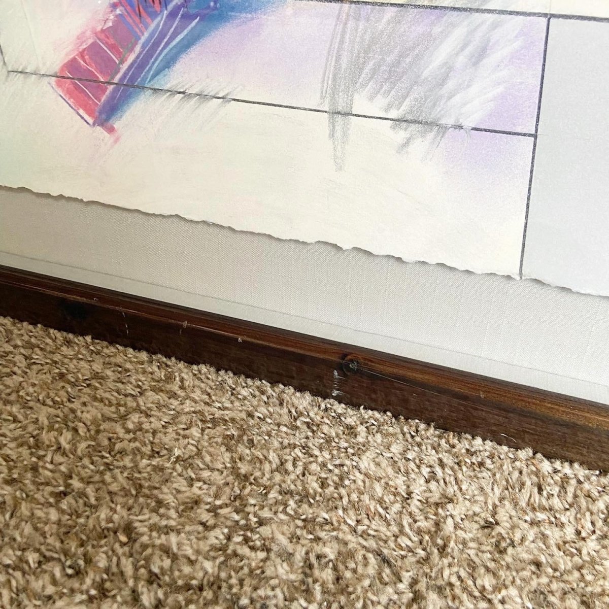 Postmodern Abstract Framed and Signed Artwork by B. Fenton 1986 - Dolphin & Flamingo