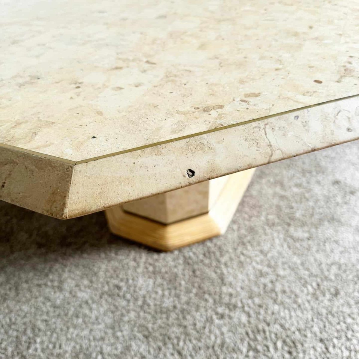Postmodern Boho Tessellated Stone and Pencil Reed Dining Table - Dolphin & Flamingo