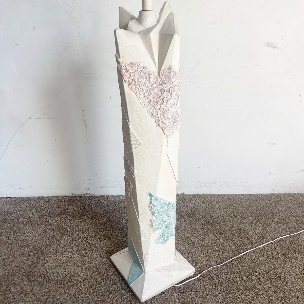 Postmodern Brutalist Green and Pink and White Floor Lamp - Dolphin & Flamingo