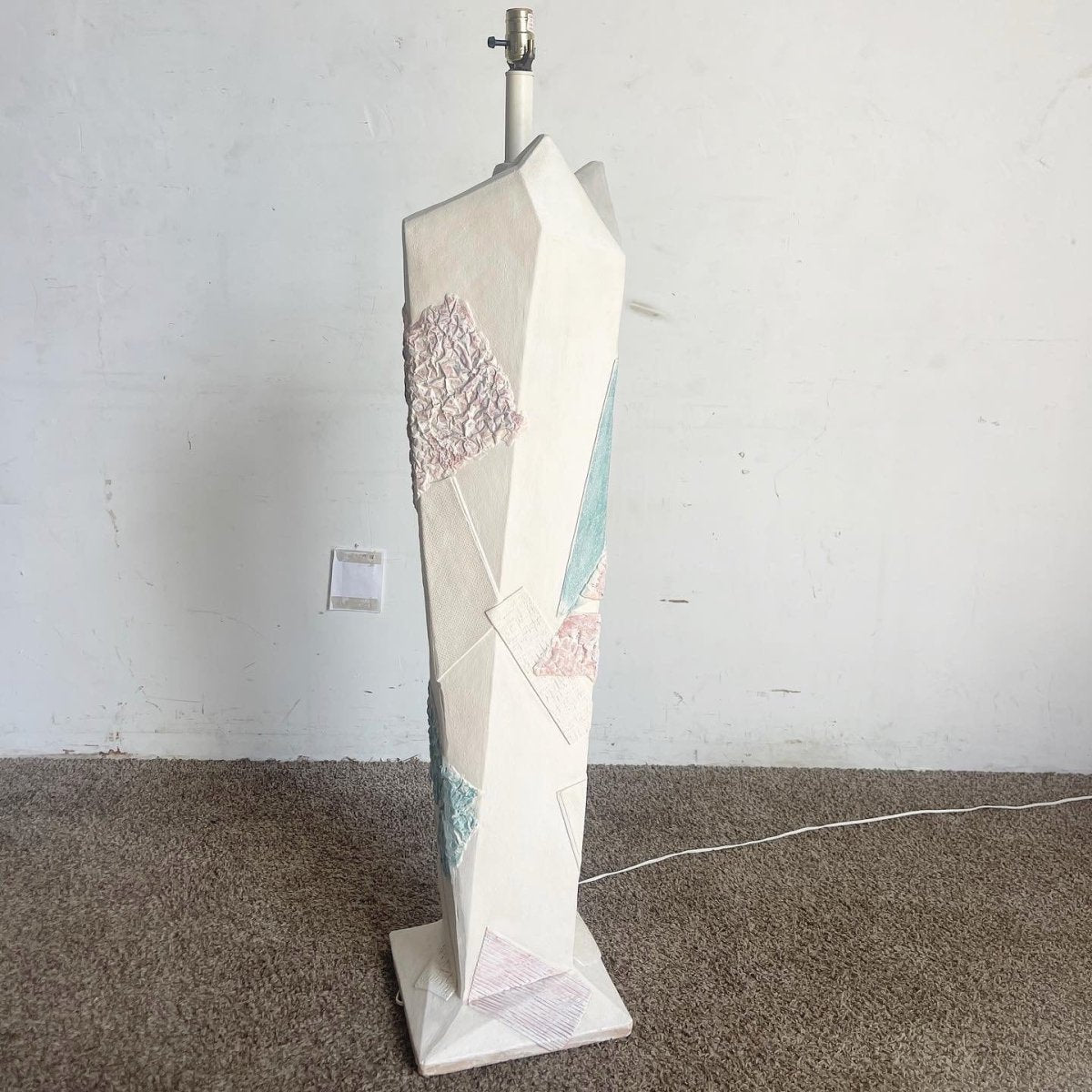 Postmodern Brutalist Green and Pink and White Floor Lamp - Dolphin & Flamingo