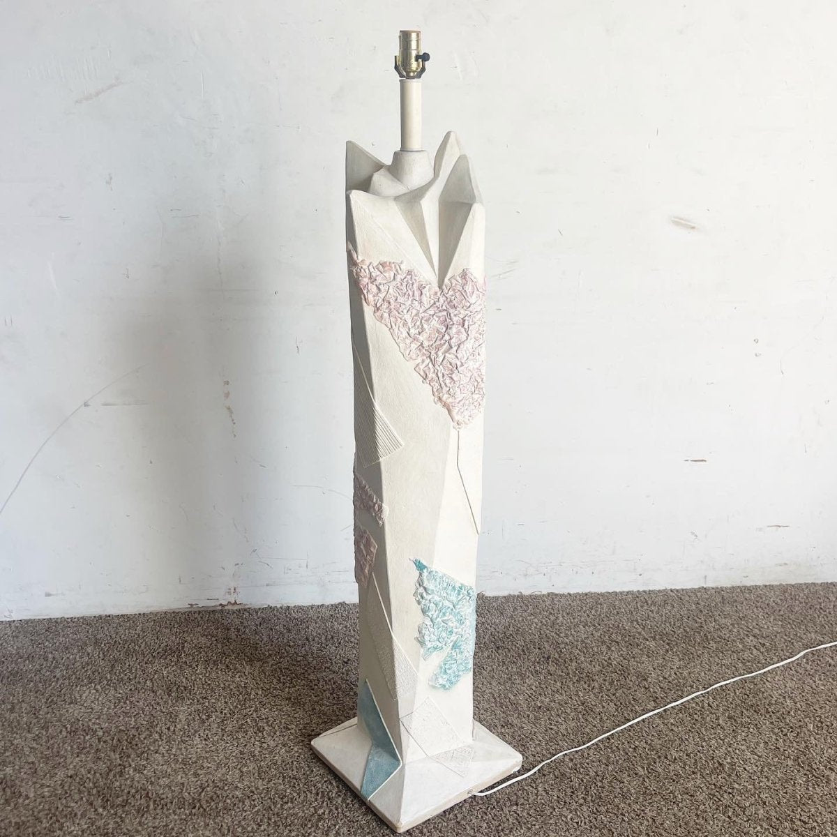 Postmodern Brutalist Green and Pink and White Floor Lamp - Dolphin & Flamingo