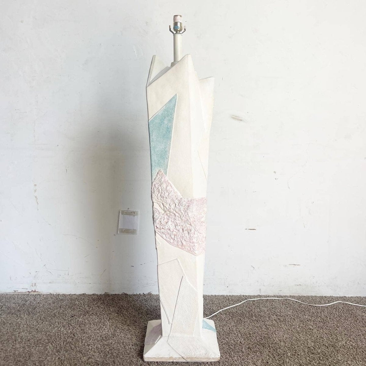 Postmodern Brutalist Green and Pink and White Floor Lamp - Dolphin & Flamingo