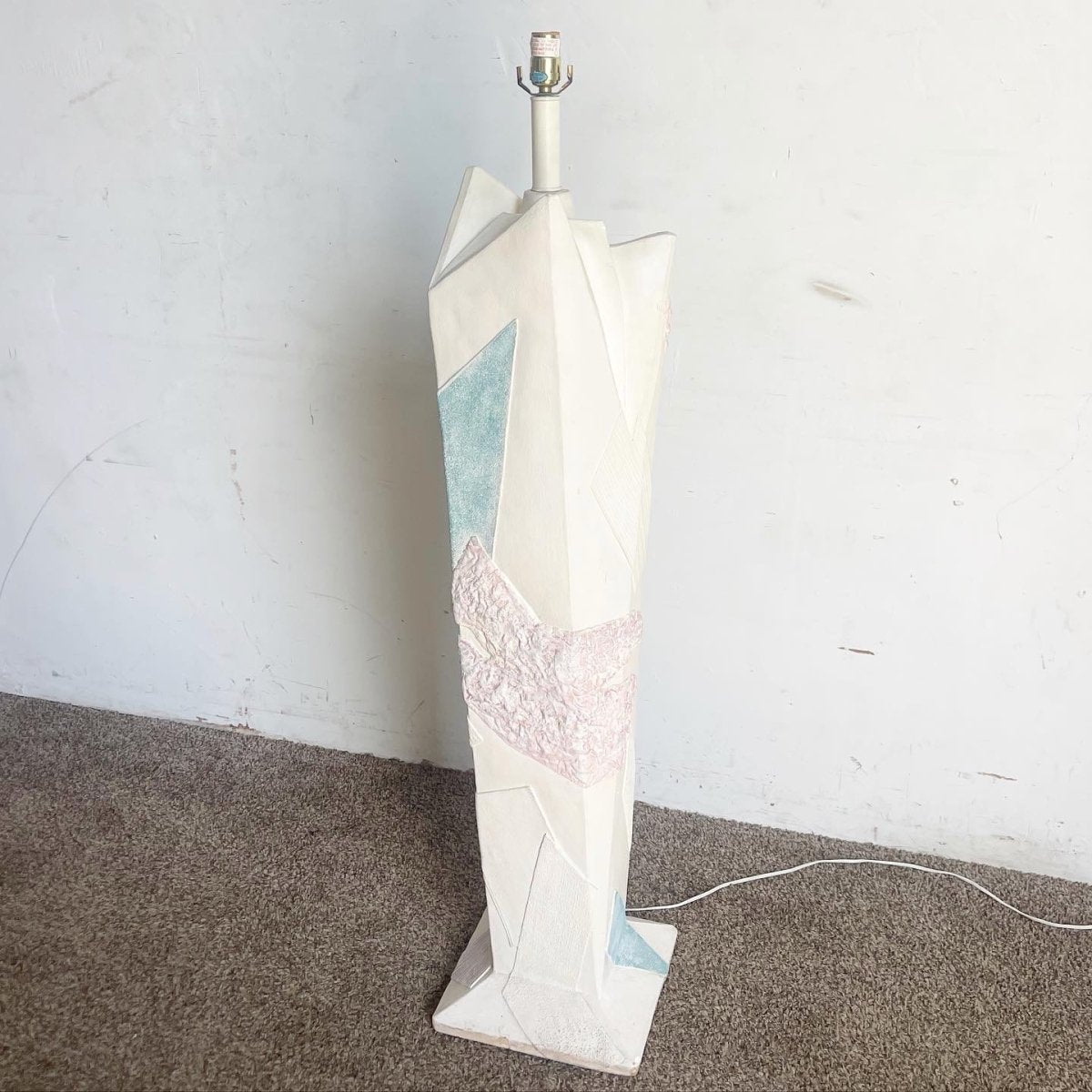 Postmodern Brutalist Green and Pink and White Floor Lamp - Dolphin & Flamingo
