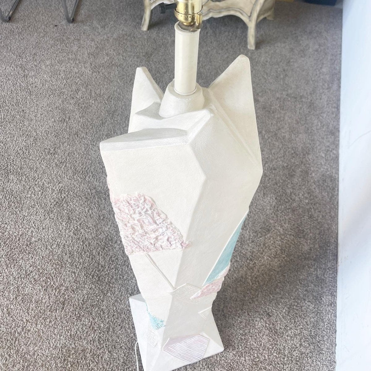 Postmodern Brutalist Green and Pink and White Floor Lamp - Dolphin & Flamingo