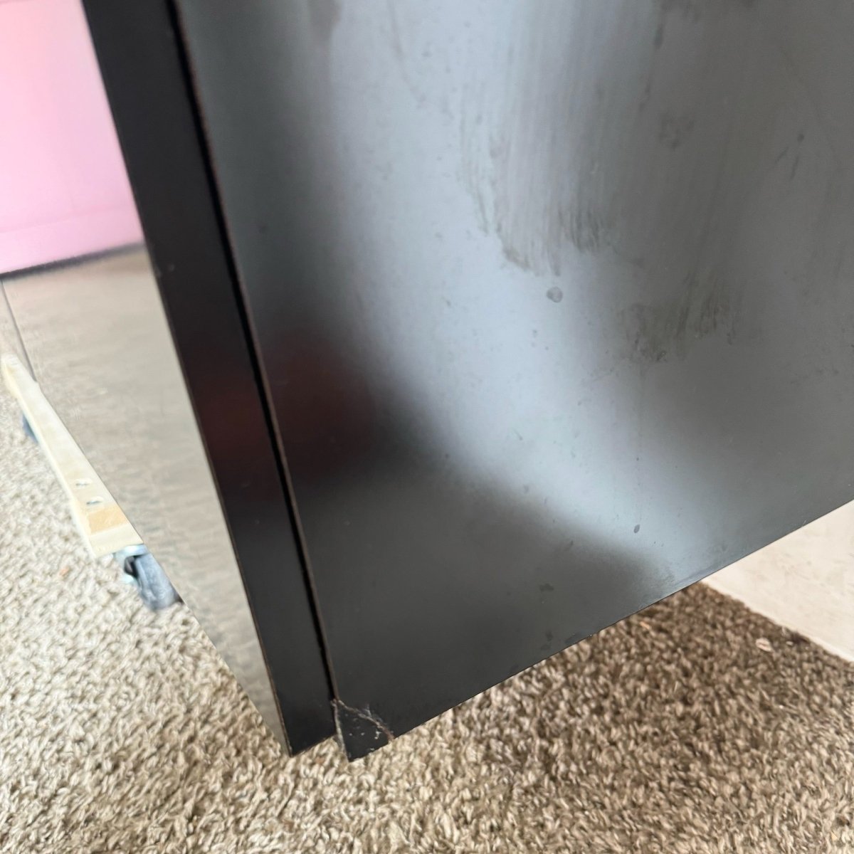 Postmodern Chinoiserie Black Lacquer Laminate Credenza With Gold Handles - Dolphin & Flamingo