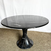 Postmodern Faux Black Marble Swivel Circular Dining Table - Dolphin & Flamingo