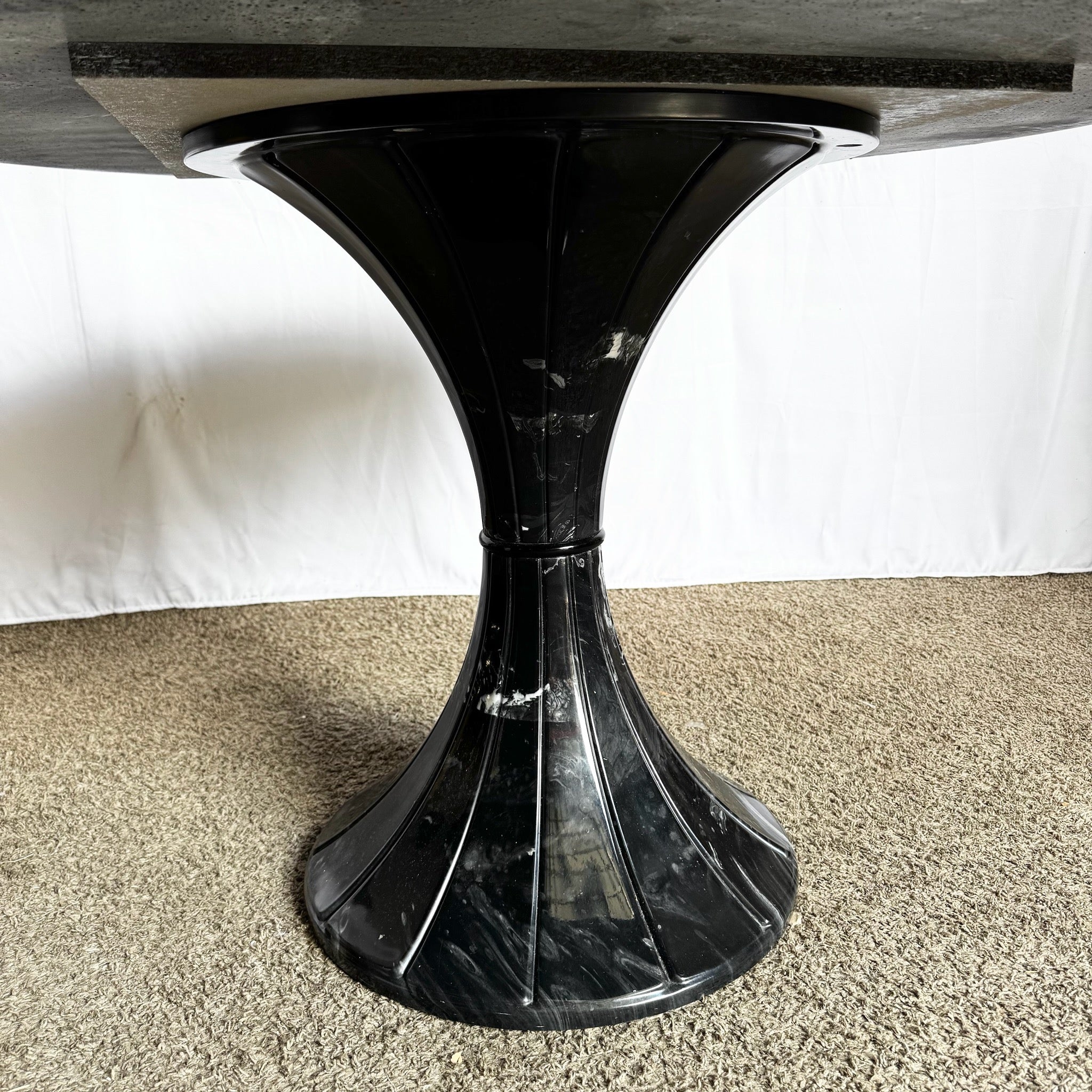 Postmodern Faux Black Marble Swivel Circular Dining Table - Dolphin & Flamingo