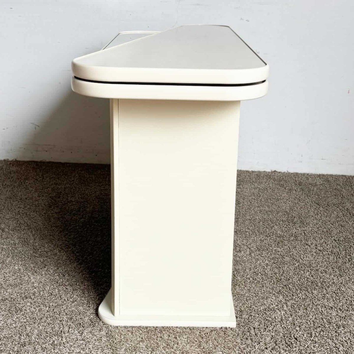 Postmodern Faux Marble Laminate and Mirror Console Table - Dolphin & Flamingo