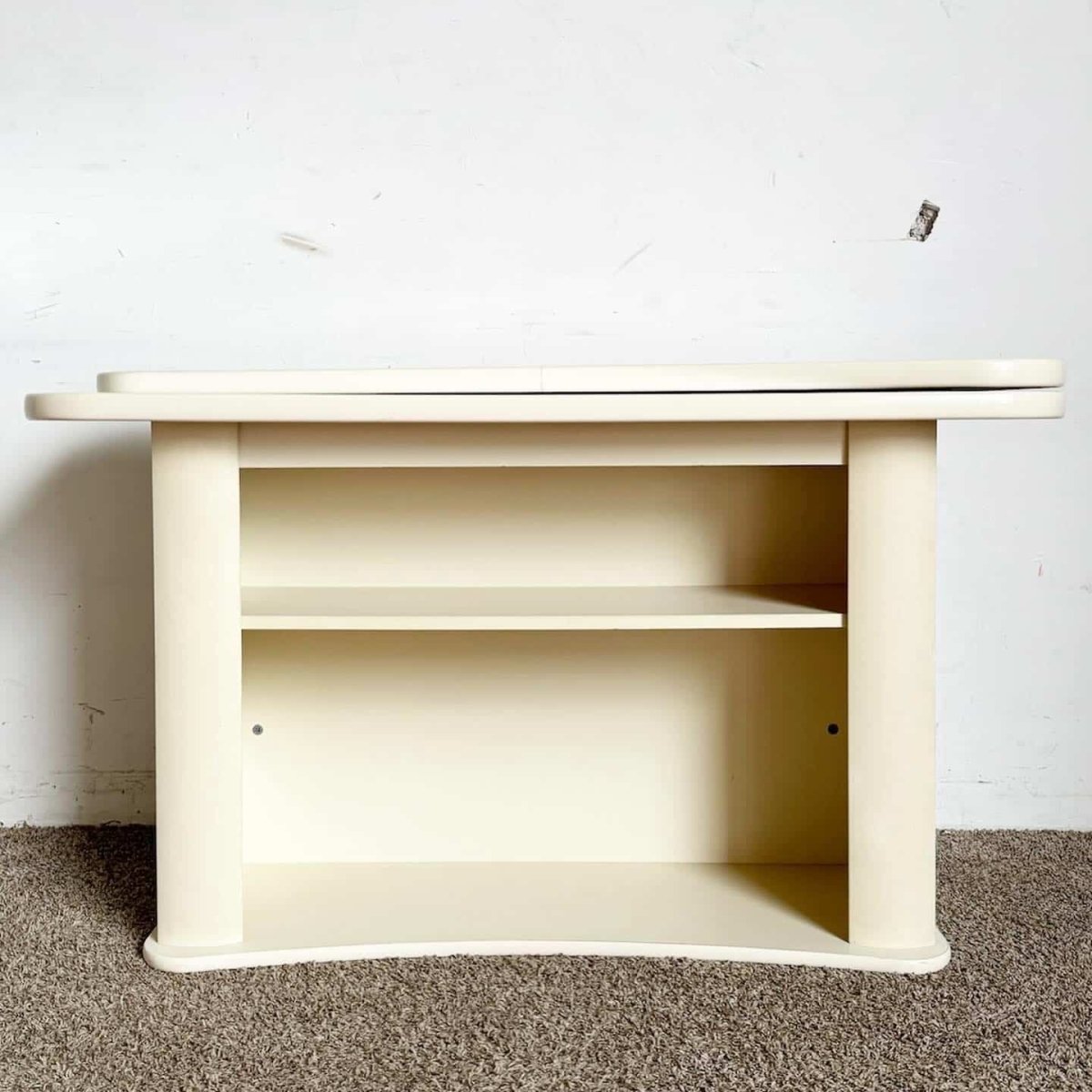Postmodern Faux Marble Laminate and Mirror Console Table - Dolphin & Flamingo