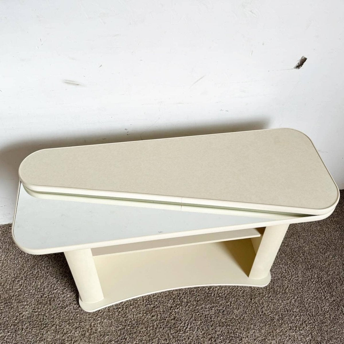 Postmodern Faux Marble Laminate and Mirror Console Table - Dolphin & Flamingo