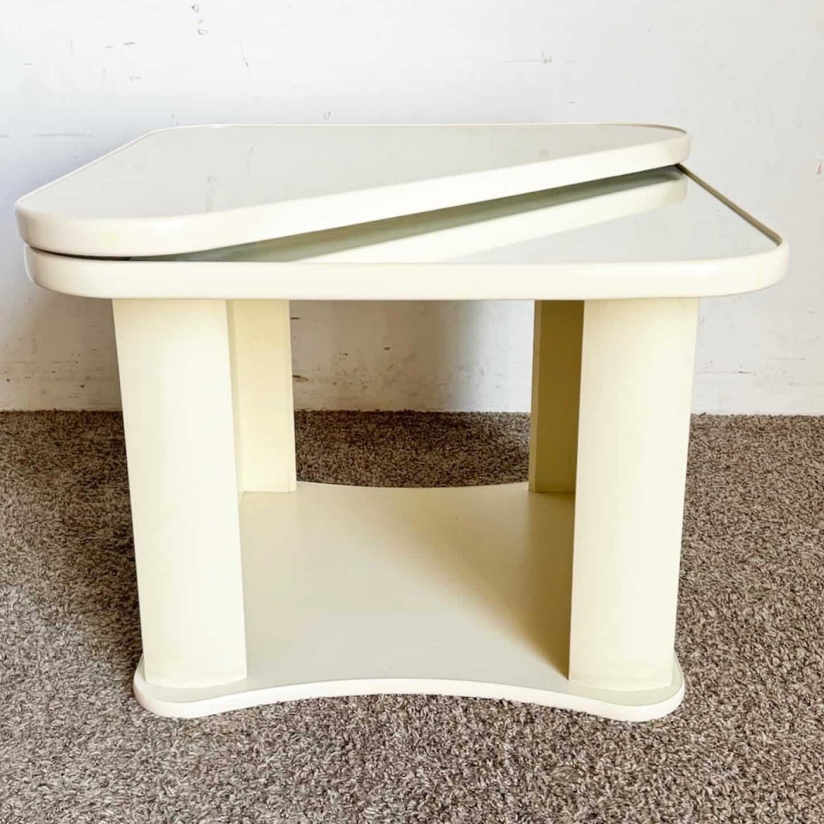 Postmodern Faux Marble Laminate and Mirror Side Table - Dolphin & Flamingo