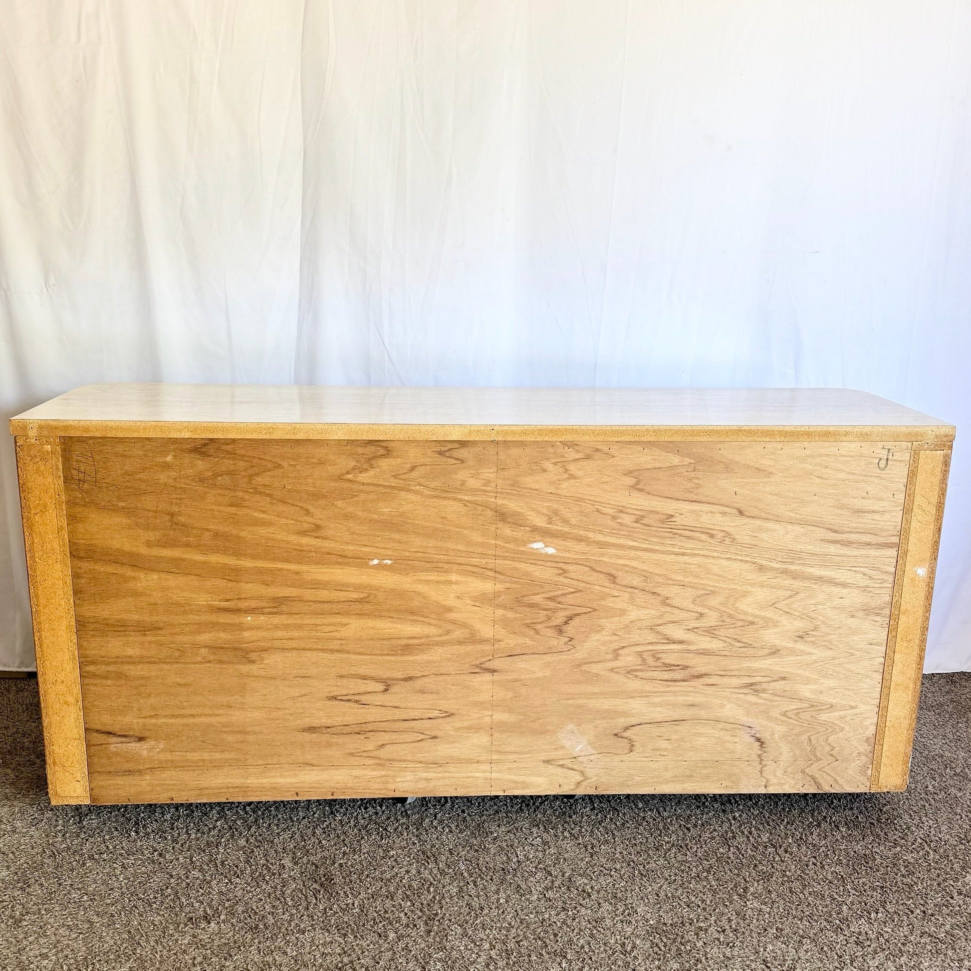 Postmodern Faux Travertine and Black Laminate Credenza - Dolphin & Flamingo